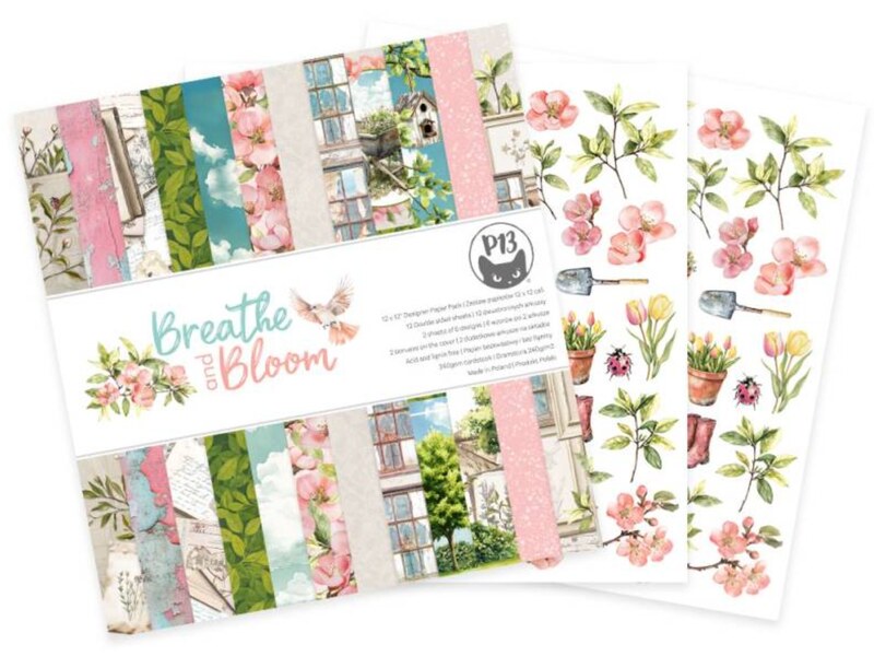 Sada scrapbookových oboustranně potištěných papírů P13 12x12" - Breathe and Bloom - sada 12 listů