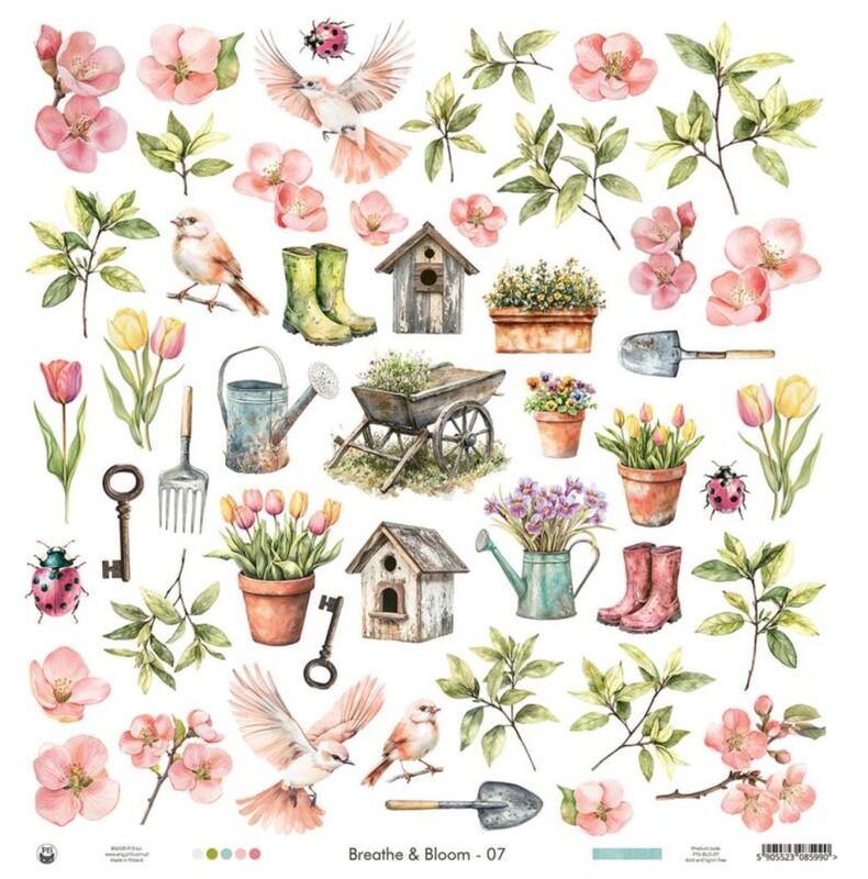 Sada scrapbookových oboustranně potištěných papírů P13 12x12" - Breathe and Bloom - sada 12 listů