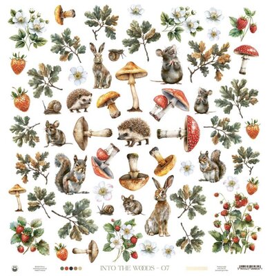 Potištěný papír k vystřihování 12x12" P13 Into the Woods 07 - 1 list