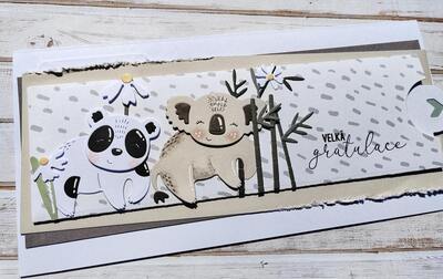 Přání ruční výroba - Koala a panda (vytahovací visačka) - 1 ks