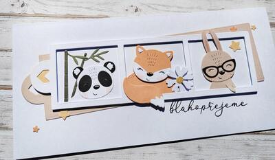 Přání ruční výroba - Liška, zajíc, panda - 1 ks