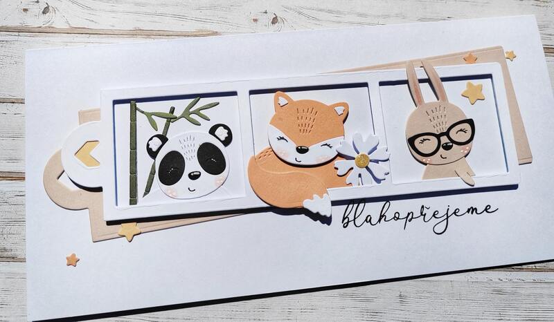Přání ruční výroba - Liška, zajíc, panda - 1 ks