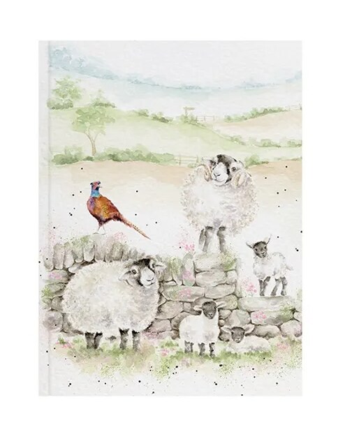 Luxusní zápisník A6 Wrendale Designs - krajina s ovečkami - 1 ks