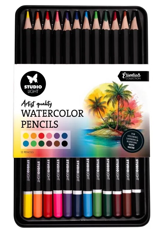 Akvarelové pastelky Studio Light - základní barvy - sada 12 ks