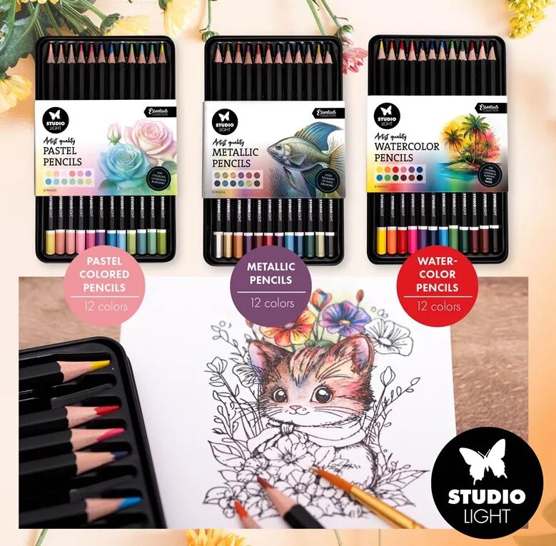 Akvarelové pastelky Studio Light - pastelové barvy - sada 12 ks