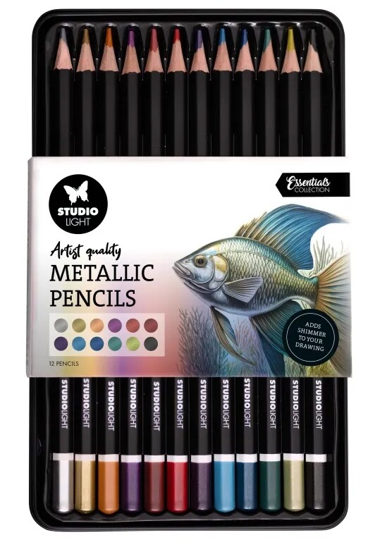 Akvarelové pastelky Studio Light - metalické barvy - sada 12 ks