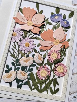 Přání ruční výroba - Květiny - jemné pastelové barvy - 1 ks