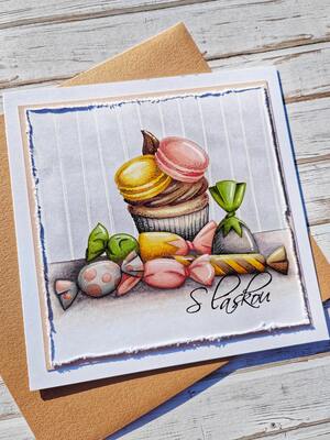 Přání ruční výroba - Makronky - 1 ks