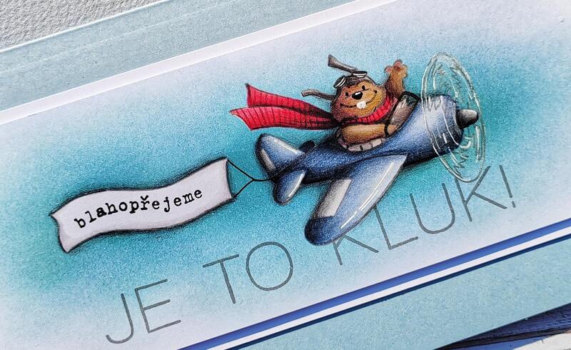 Přání ruční výroba - Malý letec - Je to kluk! - 1 ks