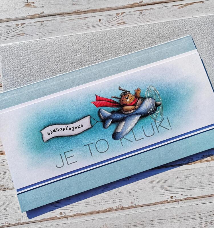 Přání ruční výroba - Malý letec - Je to kluk! - 1 ks
