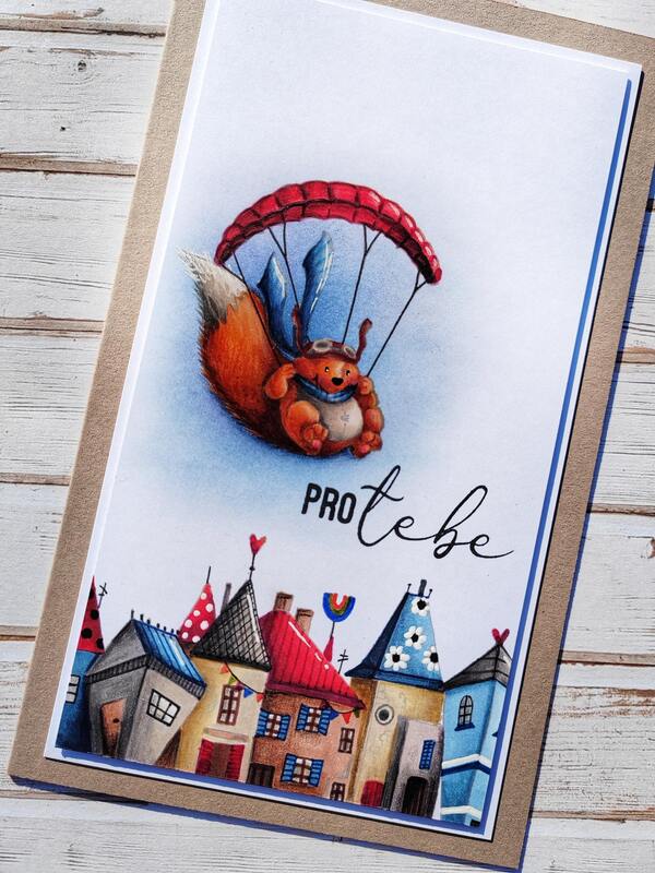 Přání ruční výroba - Veselé městečko 2 - 1 ks