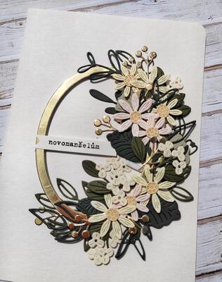 Přání ruční výroba - Novomanželům - pastelová se zlatou - 1 ks