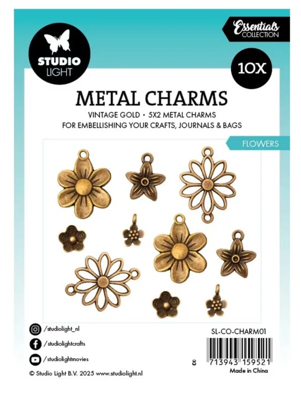 Kovové ozdoby Studio Light - květiny - sada 10 ks