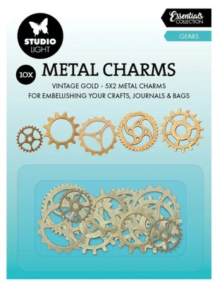 Kovové ozdoby Studio Light - ozubená kolečka - sada 10 ks