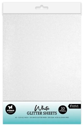 Třpytivé papíry Studio Light - bílé - sada 10 ks