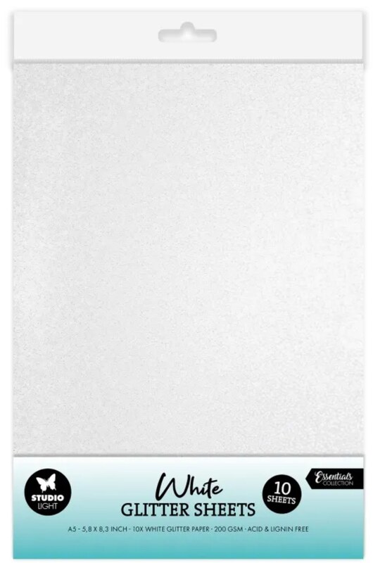 Třpytivé papíry Studio Light - bílé - sada 10 ks
