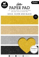 Třpytivé papíry Studio Light - zlaté, stříbrné, černé - sada 24 ks