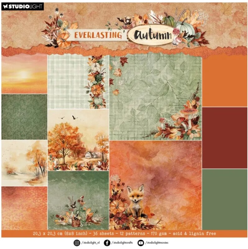 Blok barevných potištěných papírů Studio Light - Podzim - sada 36 ks