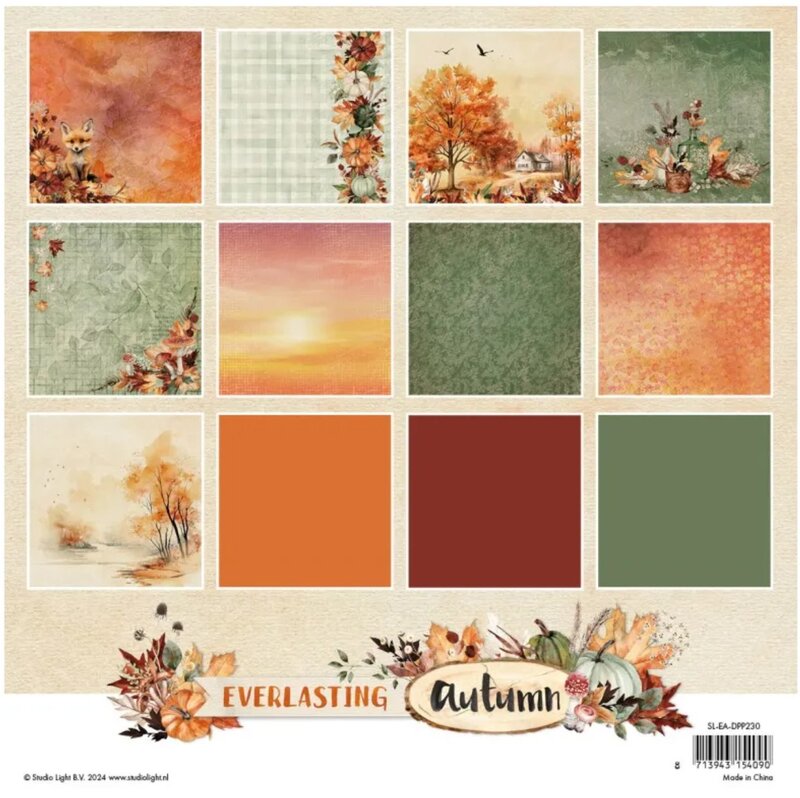 Blok barevných potištěných papírů Studio Light - Podzim - sada 36 ks