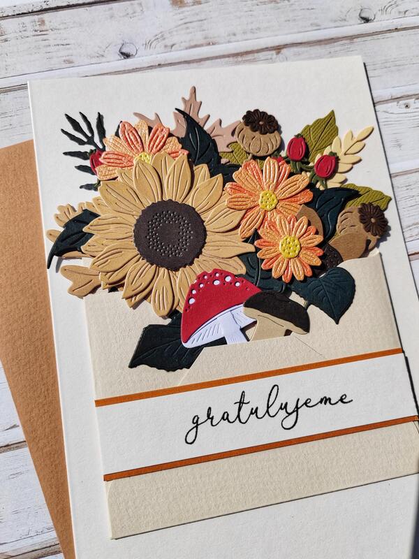 Přání ruční výroba - Podzimní motiv - Gratujlujeme - 1 ks