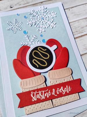 Přání ruční výroba - Kafíčko na zahřátí - 1 ks