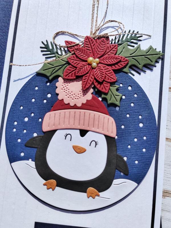 Přání ruční výroba - Vánoční ozdoba Tučňák - 1 ks