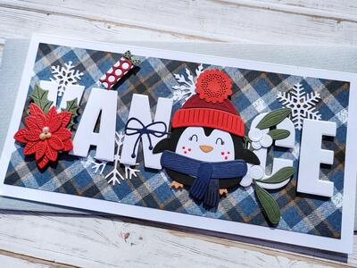 Přání ruční výroba - Veselé Vánoce Tučňák - 1 ks