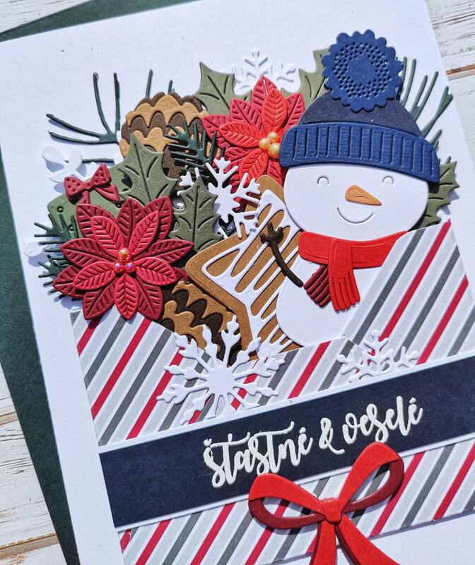 Přání ruční výroba - Vánoce v obálce - Sněhulák - 1 ks