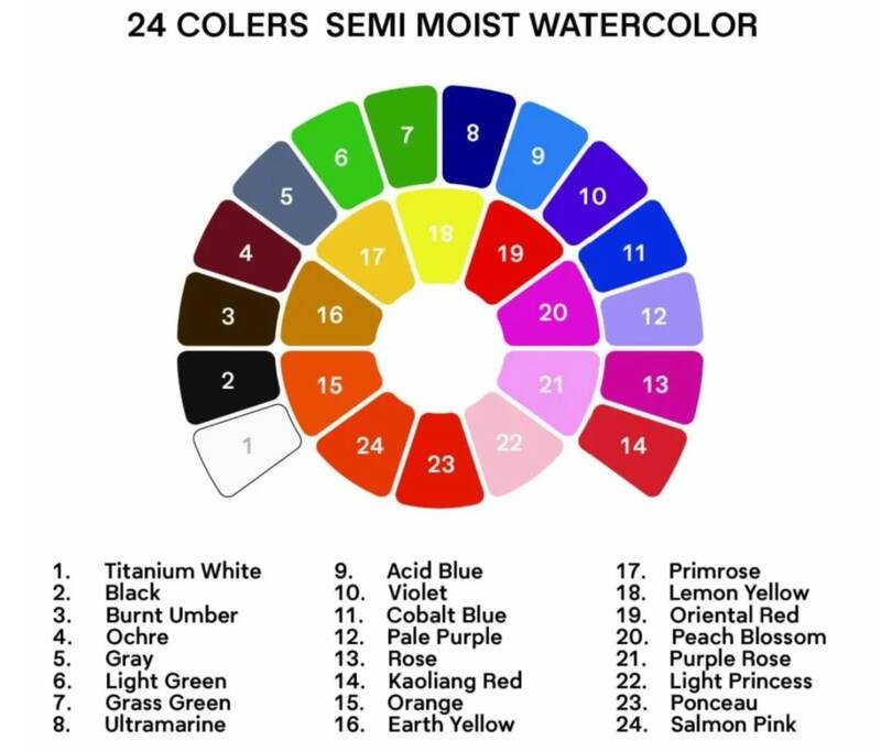 Akvarelové barvy HIMI 24 fialové - 1 balení