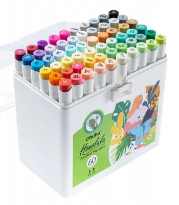 Alkoholové fixy se dvěma hroty OHUHU 60 ks - sada 60 ks