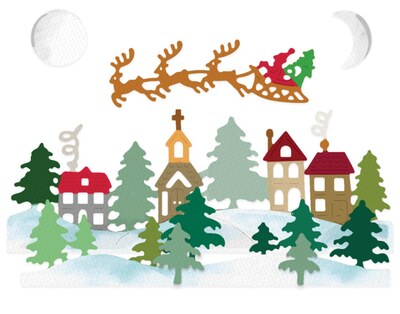 Vyřezávací šablony dpCraft - městečko - sada 8 ks