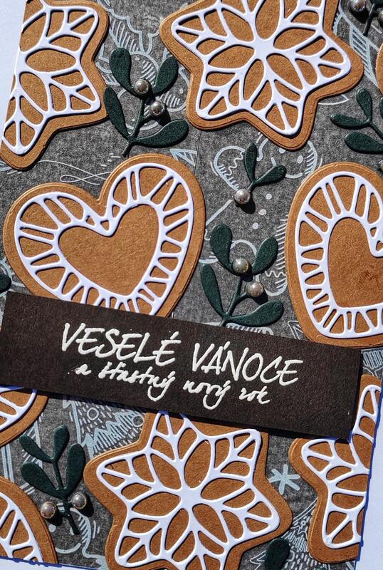 Přání ruční výroba - Vánoční perníčky - 1 ks