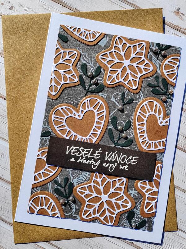 Přání ruční výroba - Vánoční perníčky - 1 ks