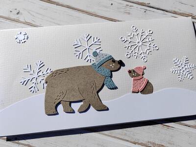 Dárková obálka - Medvídci ve sněhu - 1 ks