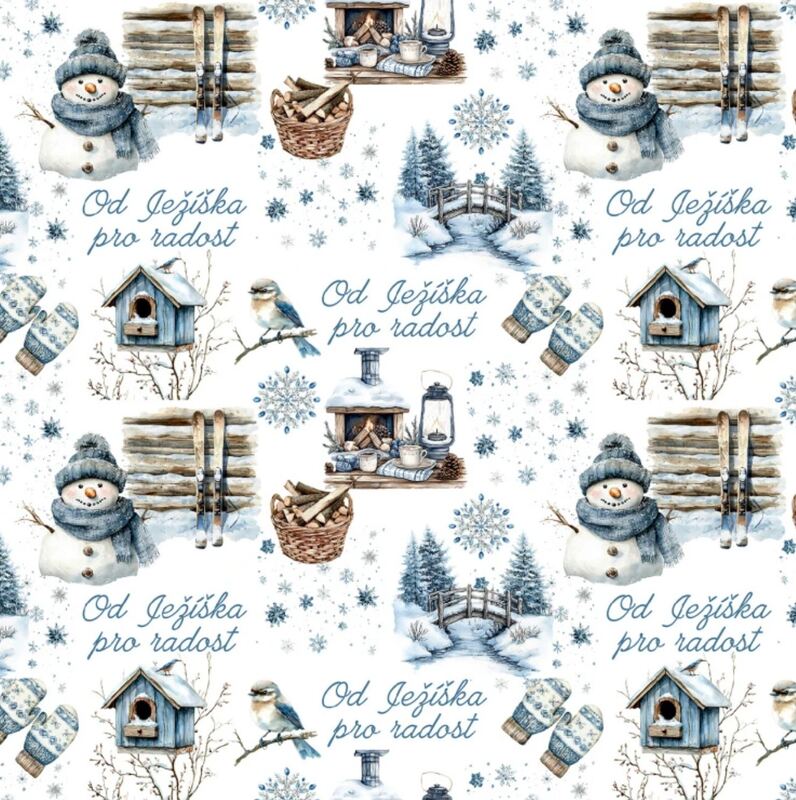 Vánoční balicí papír 70 x 100 cm - 115 g/m2 - Sněží, sněží