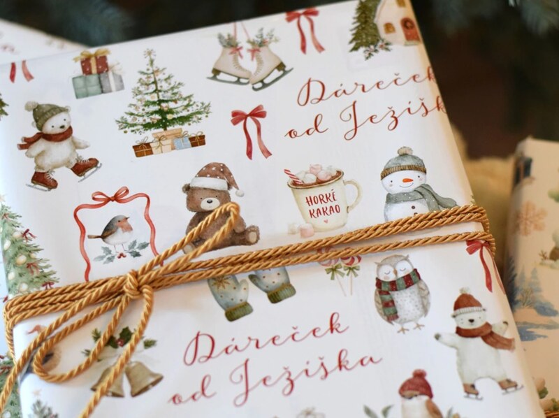 Vánoční balicí papír 70 x 100 cm - 115 g/m2 - Vánoce s medvídky - 1 arch