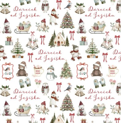 Vánoční balicí papír 70 x 100 cm - 115 g/m2 - Vánoce s medvídky - 1 arch
