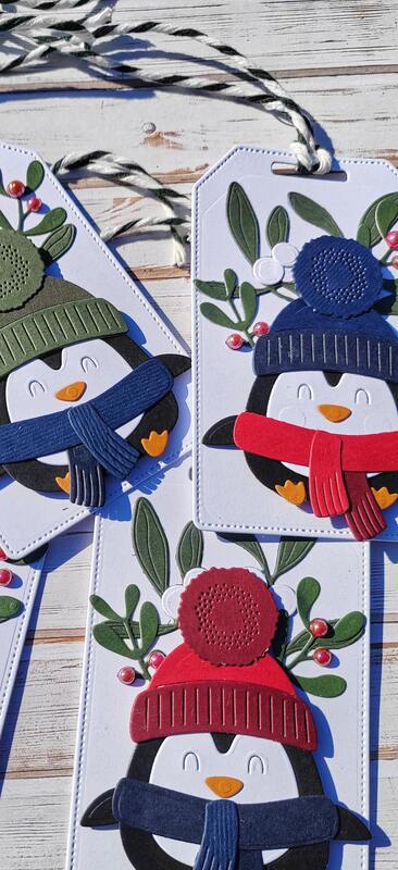 Visačky Tučnák s čepicí - 10,5 x 6 cm - sada 5 ks - sada 5 ks