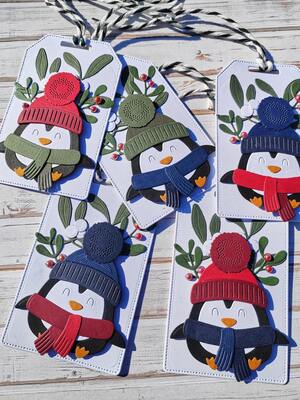 Visačky Tučnák s čepicí - 10,5 x 6 cm - sada 5 ks - sada 5 ks