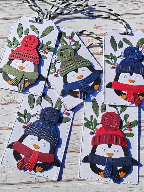 Visačky Tučnák s čepicí - 10,5 x 6 cm - sada 5 ks - sada 5 ks