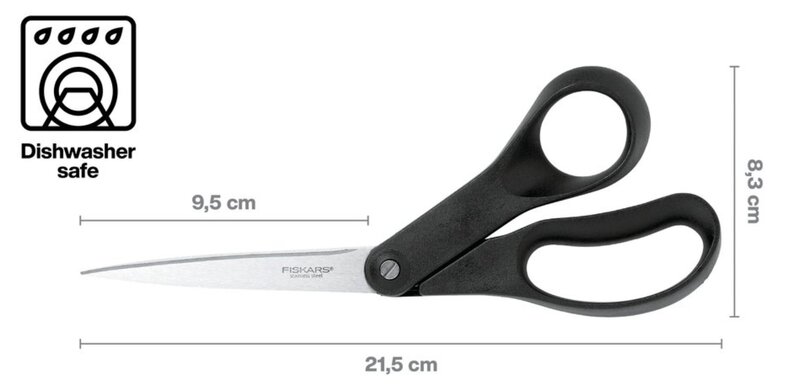 Nůžky Fiskars, černé, 21 cm - 1 ks