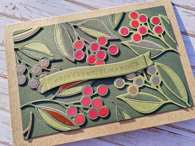 Přání ruční výroba - Vánoční zeleň - 1 ks