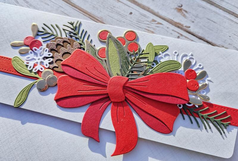 Dárková obálka - Vánoční mašle - magnetické zavírání - 1 ks