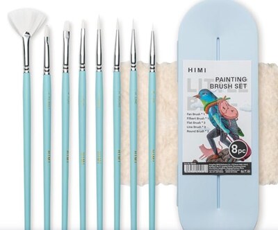 Sada 8 druhů štětců na akvarel HIMI - 8 ks v balení