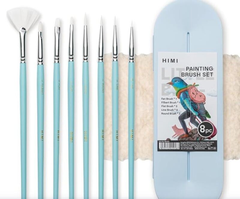 Sada 8 druhů štětců na akvarel HIMI - 8 ks v balení