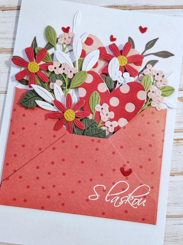 Přání ruční výroba - S láskou - 1 ks