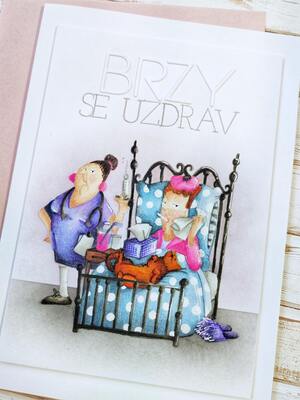 Přání ruční výroba - Brzy se uzdrav - Žena 2 - 1 ks
