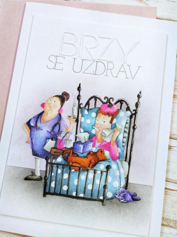 Přání ruční výroba - Brzy se uzdrav - Žena 2 - 1 ks