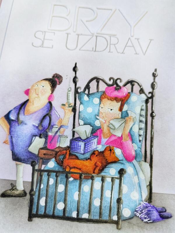 Přání ruční výroba - Brzy se uzdrav - Žena 2 - 1 ks