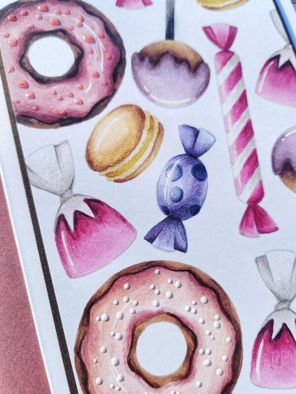 Přání ruční výroba - Sladkosti - 1 ks